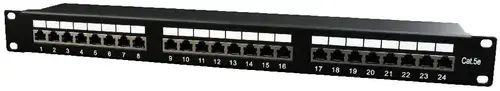 Patch panel Gembird NPP-C524-002, 24 Porturi, 19inch, 1U, CAT.5e (Negru)