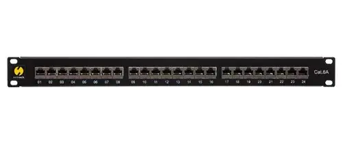 Patch Panel Netrack 104-19, CAT.6A, 24 Porturi (Negru)