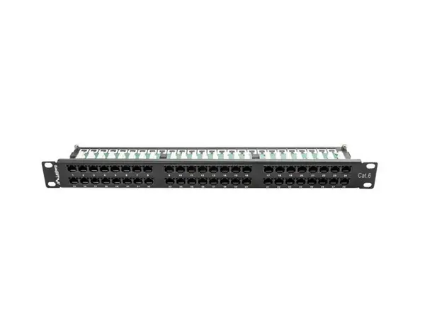 Patch panel retele ICT Lanberg, 48 porturi, 1U, 19 inch, Cat.6 UTP, negru, conectori IDC/LSA, PPU6-1048-B