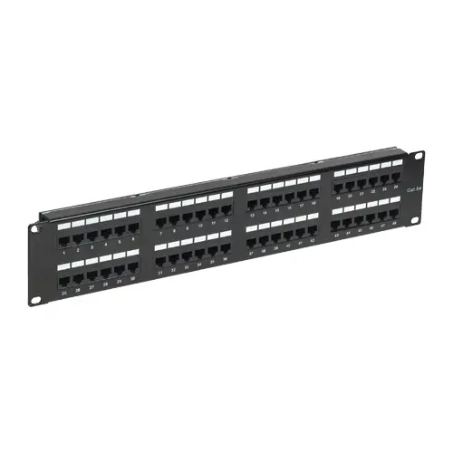 Patch Panel UTP cat5e 48 porturi RJ45, 2U, negru, ASYTECH Networking ASY-PP-UTP5E-48