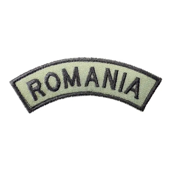 Patch semirotund ROMANIA brodat kaki – Velcro – 2,5 × 9 cm - Default Title