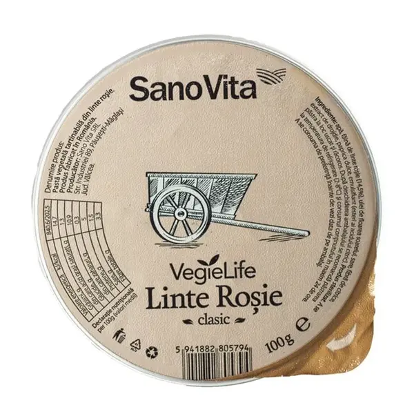 Pate vegetal din Linte rosie, 100g - Sano Vita