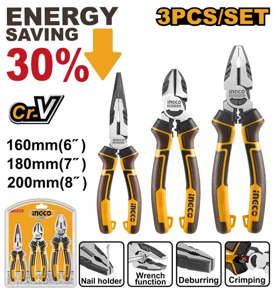 Patenti Industriali cu Efort Redus Set 3Buc INGCO HKHLPS2831