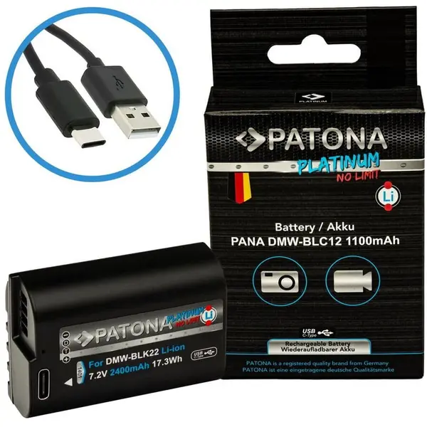Patona Acumulator replace Patona Platinum DMW-BLC12 1100mAh pentru Panasonic FZ2000 FZ300 GX8 G81 GH2 -1402
