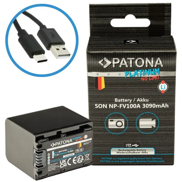 Patona Acumulator replace Patona Platinum NP-FV100 3090mAh pentru Sony FDR-AX40 FDR-AX45-1395