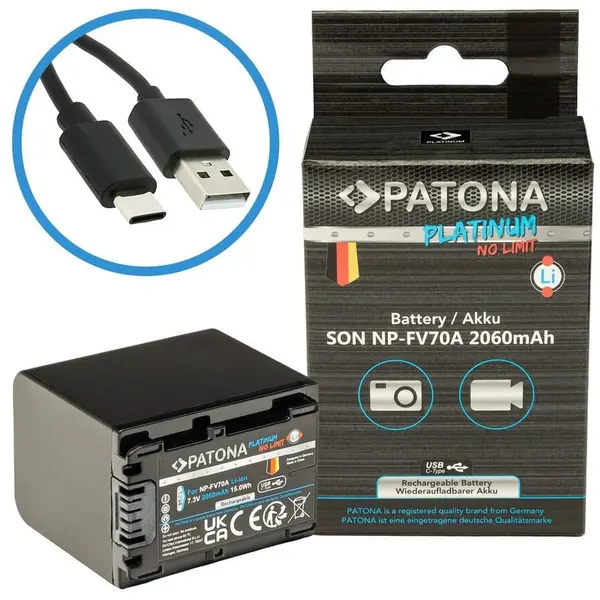 Patona Acumulator replace Patona Platinum NP-FV70 2060mAh pentru Sony FDR-AX40 FDR-AX45-1394