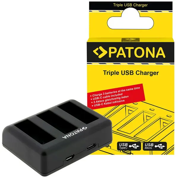 Patona Incarcator triplu PATONA pentru DJI Osmo Action 3, DJI Osmo Action 4 - 1422