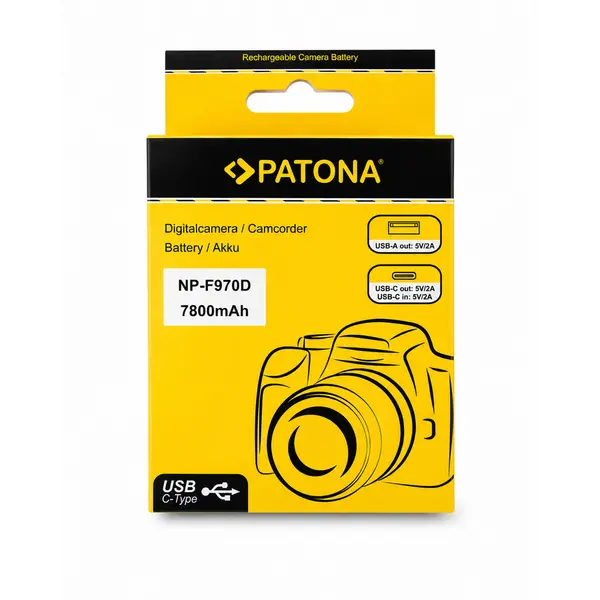 Patona PATONA Acumulator Sony NP-F970D 7800mAh Li-Ion 7.4V cu USB-C si USB-A - 1390M