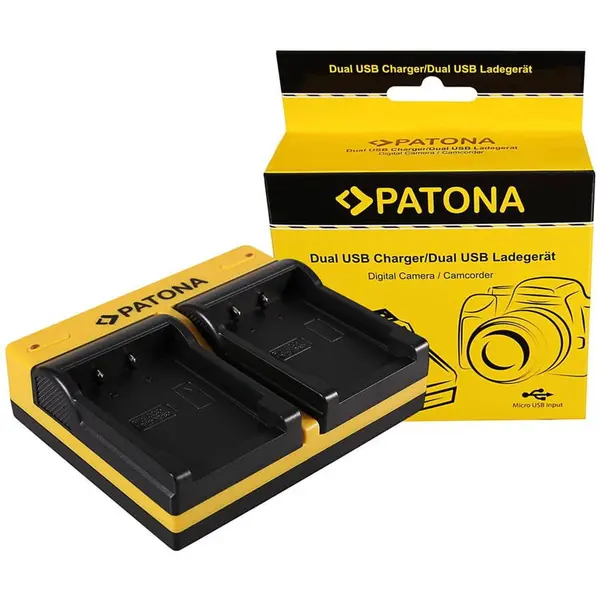Patona Patona Dual incarcator pentru Casio NP-20 Exilim EXM1 EX-M1 EXM2 EX-M2 EXM20 EX-M20 EXS1 inkl. Micro-USB