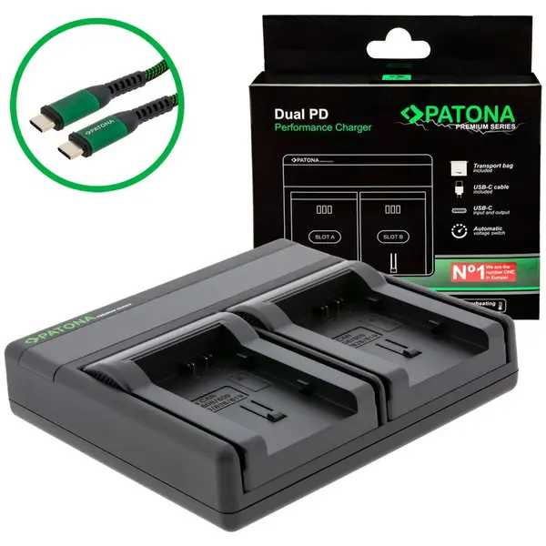 Patona Patona Premium Dual PD Performance incarcator pentru Canon BP-808 incl. USB-C input/output