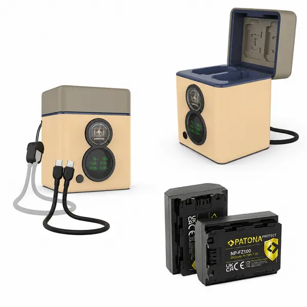 Patona PATONA Protect Retro Dual Charger Box cu 2× Acumulatori Sony NP-FZ100 2600mAh - 4152