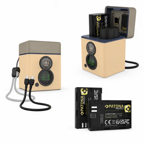 Patona PATONA Protect Retro Dual Charger Box Kit cu 2× Acumulatori Canon LP-E6/NH/P 2600mAh - 4153