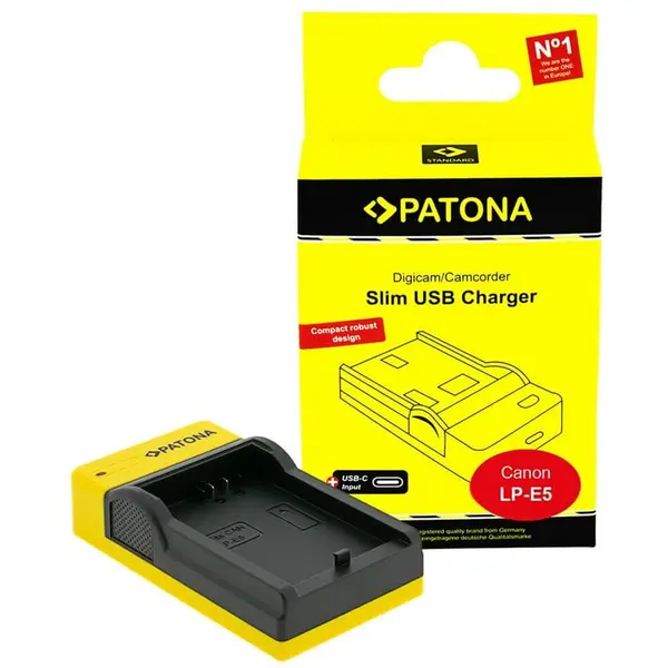 Patona Patona Slim USB-C incarcator pentru Canon LP-E5, EOS 1000D, 450D, 500D
