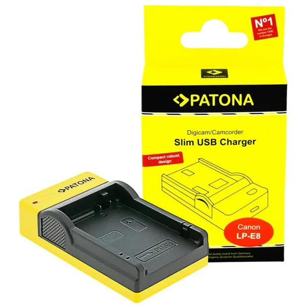 Patona Patona Slim USB incarcator cu USB-C input pentru Canon LP-E8, LPE8, EOS 550D, 600D, 650D, 700D