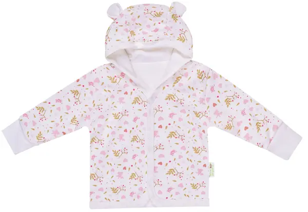Patonaș din bumbac cu urechiușe Bio Baby - 74 cm, 6-9 luni, roz-maro