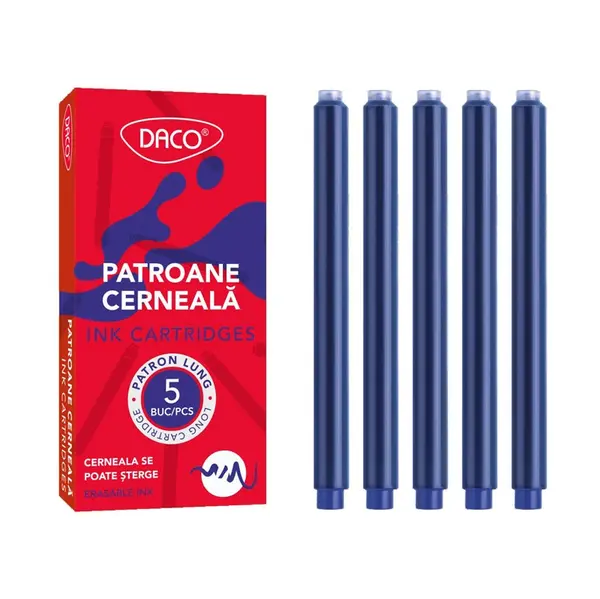 Patroane cerneala format lung 5buc/set, albastru, Daco