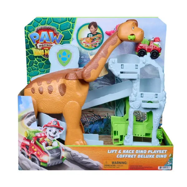 PATRULA CATELUSILOR FILMUL CU DINOZAURI SET DE JOACA LIFT AND RACE CU FIGURINA