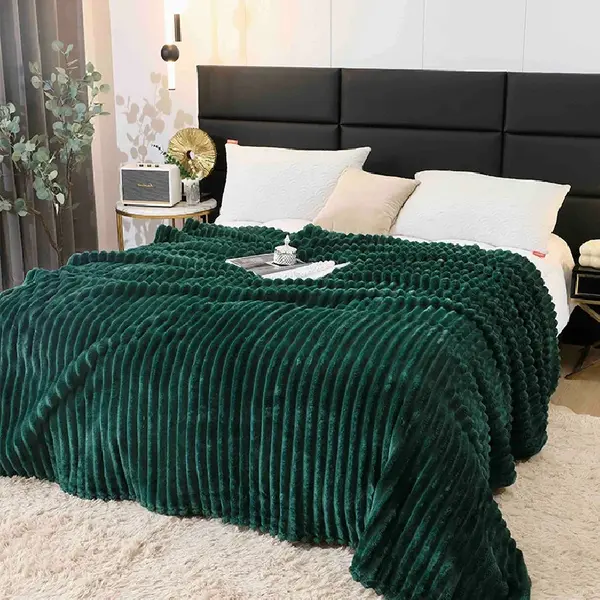 Patura Cocolino Groasa Stripe V7 Verde inchis 200x230 cm
