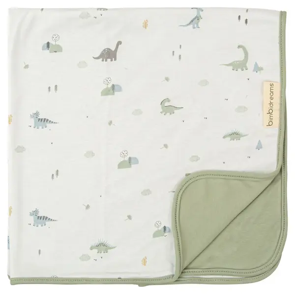 Pătură pentru bebeluși Bimbidreams - TREX, 75 x 75 cm, alb/verde