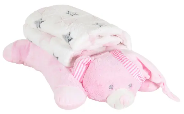 Pătură pentru bebeluși cu pernă Cangaroo - Sleepy Bear, 90 х 75 cm, roz