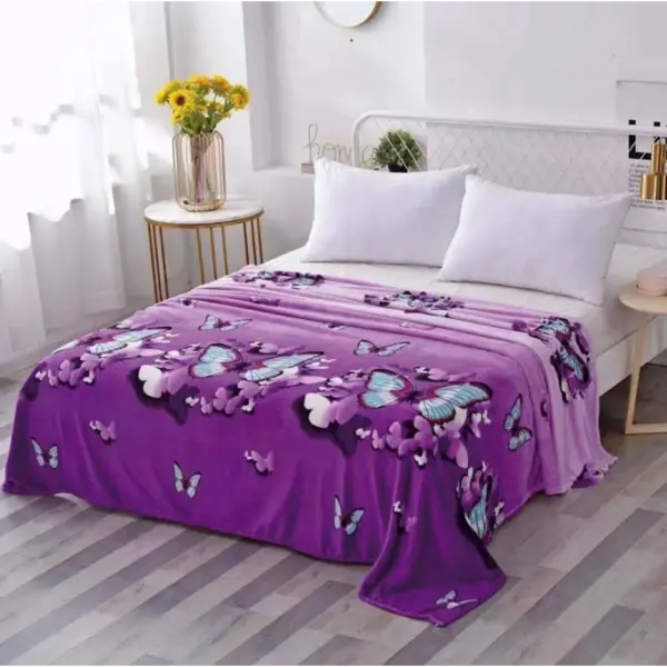 Patura pufoasa cocolino 200x230cm, 240g/mp, Mov, Fluturi