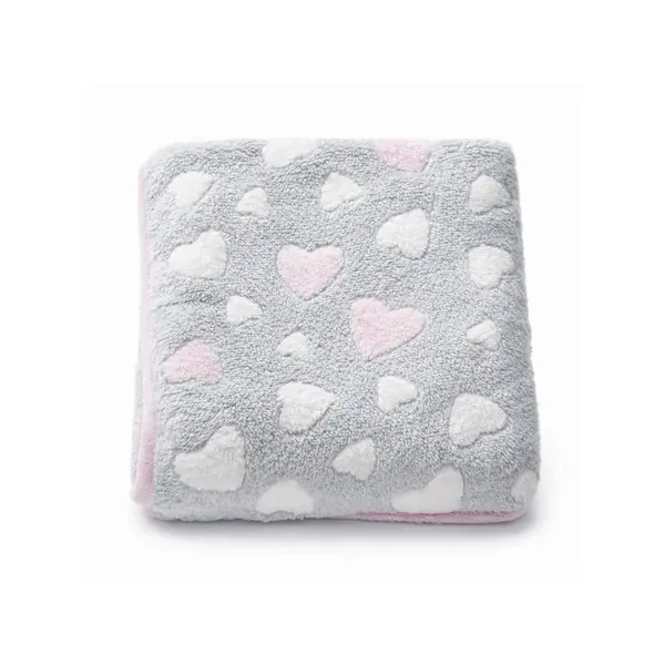 Paturica bebe, New Baby, 80x90 cm, Pufoasa, Pink Heart
