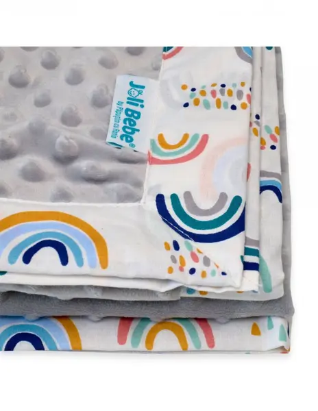 Paturica cu 2 fete din plus minky si bumbac 100 x 100 cm model curcubee, gri