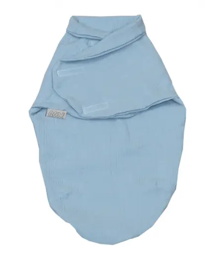 Paturica de infasat din bumbac Baby swaddle Puzzle Muslin Albastru Amy