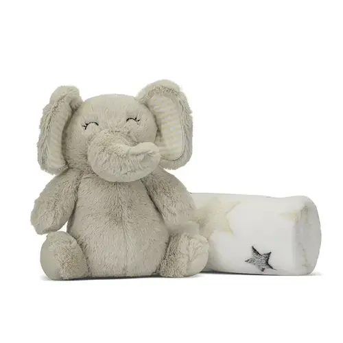 Paturica moale cu jucarie din plus elefant Lorelli Nappy, 90 x 75 cm, 0 luni +, Bej