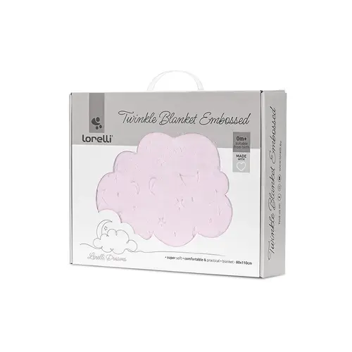 Paturica pentru bebelusi Lorelli Twinkle, material moale, model decorativ in relief, 80 x 110 cm, 0 luni+, Roz