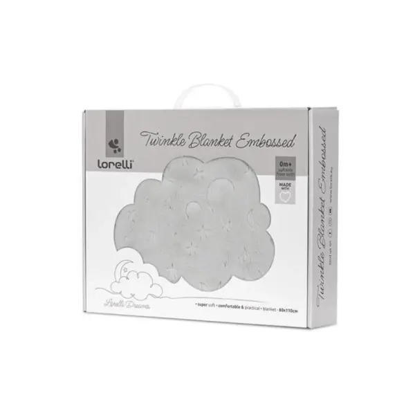 Paturica pentru bebelusi, Lorelli Twinkle, material moale, model decorativ in relief, 80 x 110 cm, Grey
