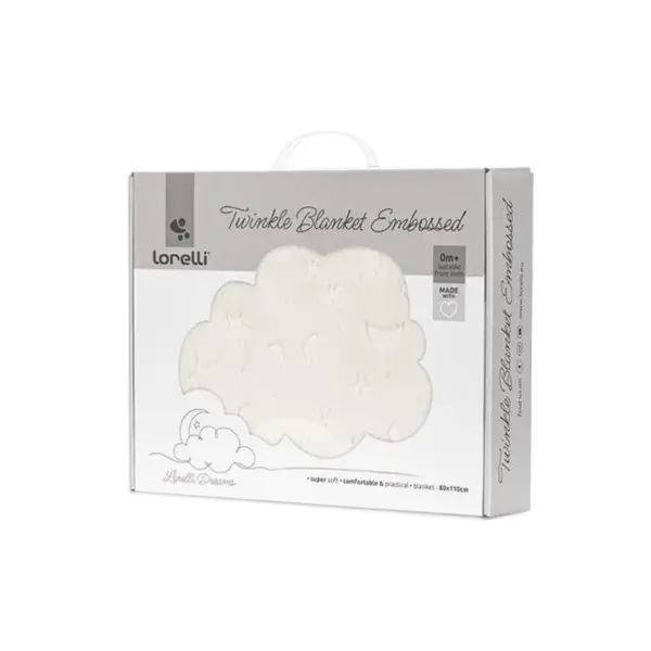 Paturica pentru bebelusi, Lorelli Twinkle, material moale, model decorativ in relief, 80 x 110 cm, Beige