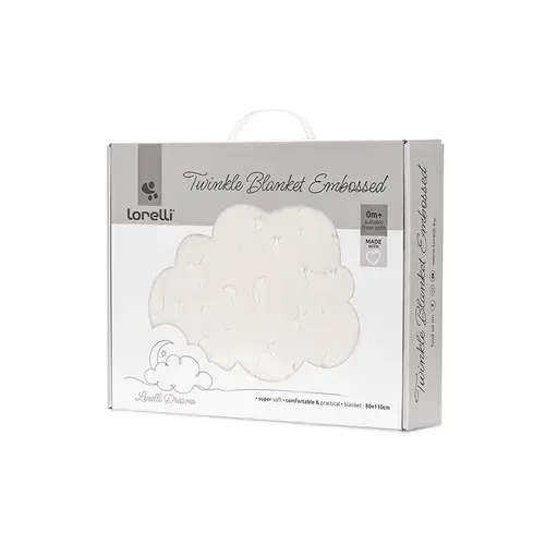 Paturica pentru bebelusi Lorelli Twinkle, material moale, model decorativ in relief, 80 x 110 cm, 0 luni+, Bej
