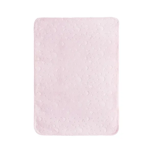 Paturica pentru bebelusi Lorelli Twinkle Pink, material moale, model decorativ in relief, 80x110 cm, 0 luni+