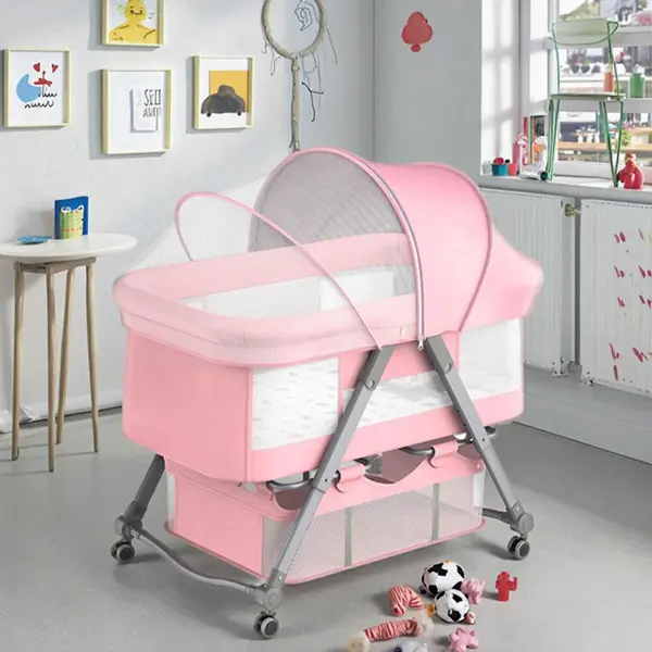Patut bebelusi multifunctional – Portabil, Pliabil, cu Roti, cu Saltea, Nou-Nascuti
