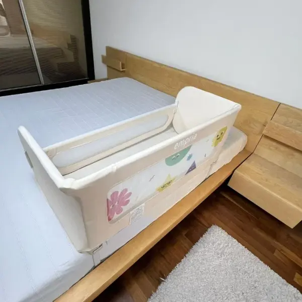Patut co-sleeper 2 in 1 pentru bebelusi, transformabil in bariera pat copii, adaptabil si portabil, 97 A 44 A 40 cm 185 A 40 cm