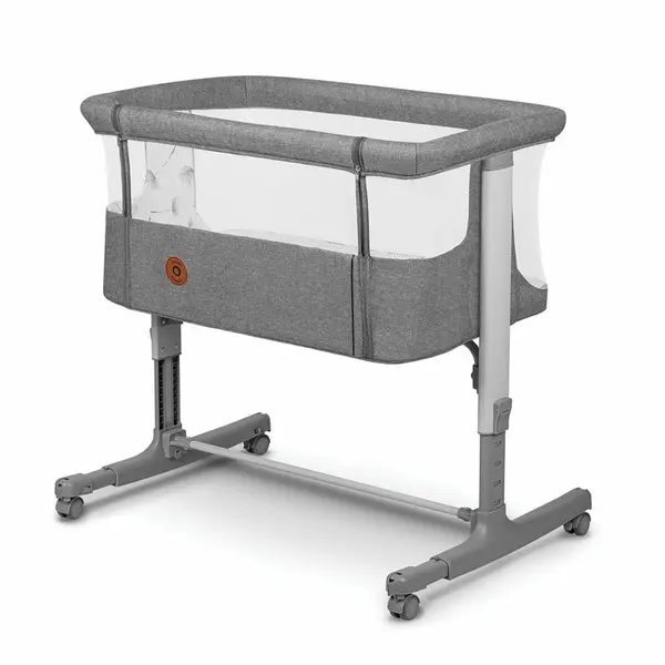 Patut co-sleeper 3 in 1 Lionelo Aurora cu leganare si setare unghiulara gri, saltea, geanta transport, reglabil in 5 pozitii pe inaltime, greutate suportata 9 kg, 85x60x66 cm