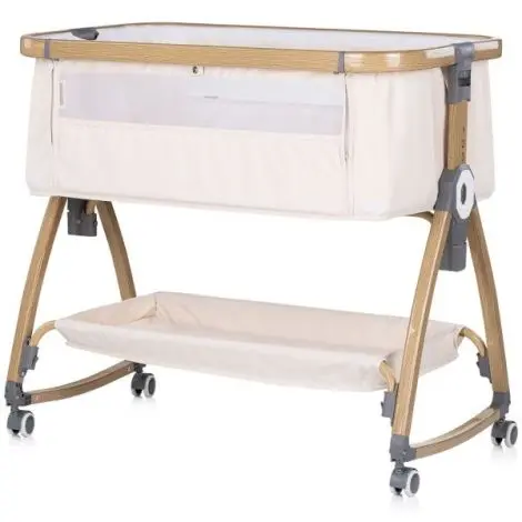 Patut co-sleeper Chipolino Charisma cu laterala culisanta cashmere wood