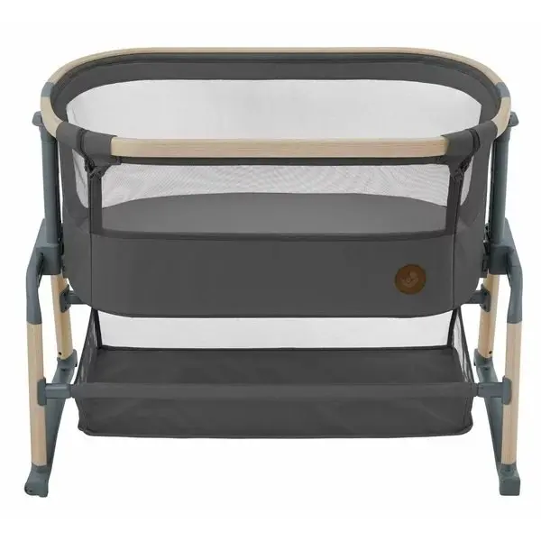 Patut Co-Sleeper Maxi-Cosi Iora Air beyond graphite eco cu functie leganare, cos depozitare, reglabil pe inaltime, husa detasaila, geanta transport inclusa