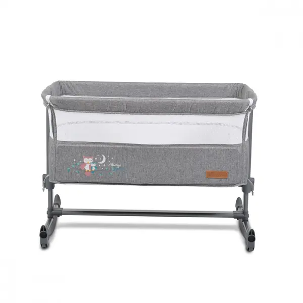 Patut Co-Sleeper pentru bebelusi Cangaroo Always Together Grey cu laterala culisanta,5 pozitii de reglare inaltime,pozitie antireflux,picioare antiderapante,functie atasare la patul parintelui,sistem leganare,husa detasabila