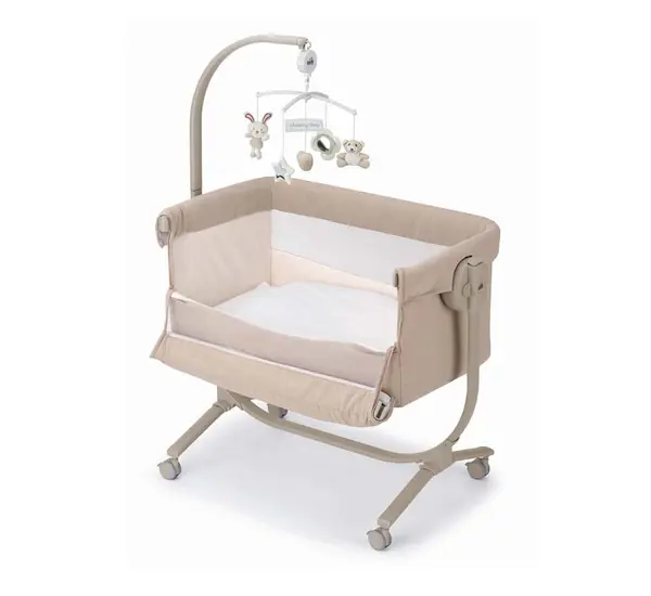Patut cu leganare Cullami Bej, co-sleeper 2 in 1 cu laterala culisanta, setare unghiulara, roti, reglabil in 8 pozitii pe inaltime