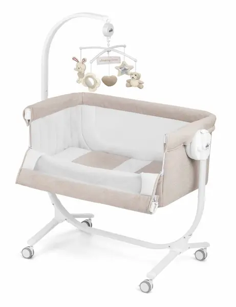 Patut Cullami Gri co-sleeper 2 in 1 cu laterala culisanta, inaltime reglabila, 2 roti cu frana, standard European EN1130, EN16890