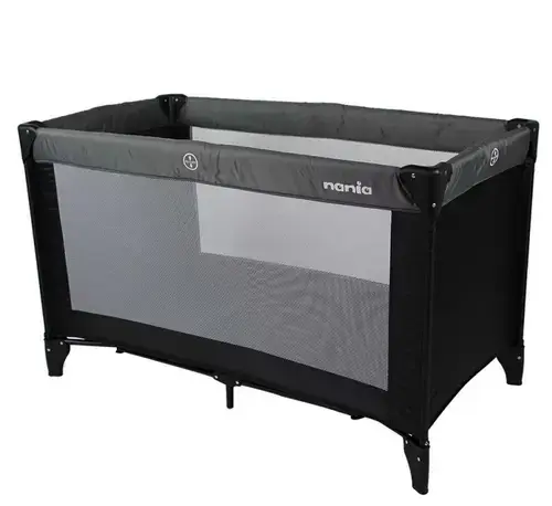 Patut de voiaj cu 2 nivele Nania Soda, pliabil, 120 cm x 60 cm x 76 cm (Negru/Gri)