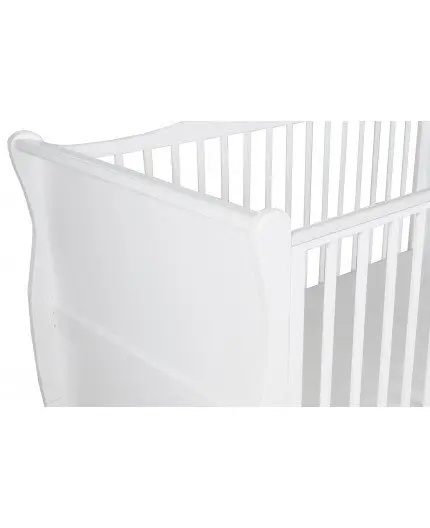 Patut din lemn masiv transformabil pentru bebe si junior Noble Alb 140 x 70 cm