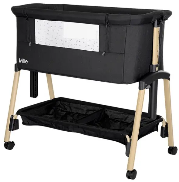 Pătuț pentru bebeluși Lorelli - Millie, Black, Wooden effect