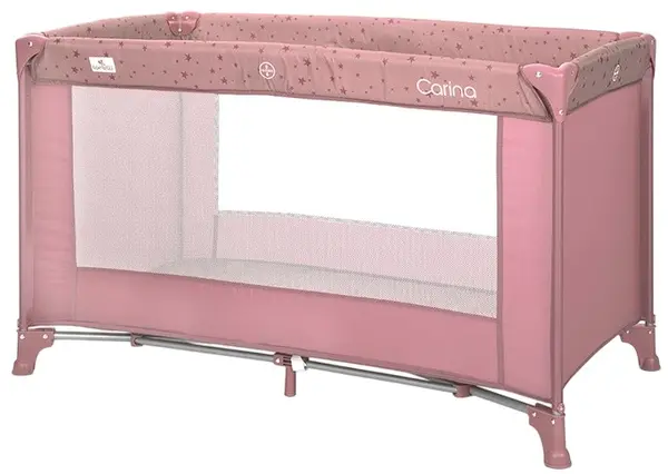 Pătuț pentru bebeluși pe 1 nivel Lorelli - Carina, Pink Stars