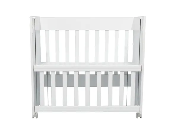 Patut pentru copii Nichiduta Mini Cot White, cu laterala culisanta, somiera reglabila pe 4 nivele de inaltime, roti cu blocare, margini rotunjite, dimensiuni exterioare 94 x 46 x 88 cm