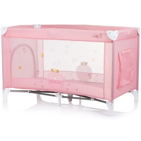 Patut pliabil Chipolino Capri Koala Pink, intrare laterala cu fermoar, buzunare depozitare, geanta transport inclusa