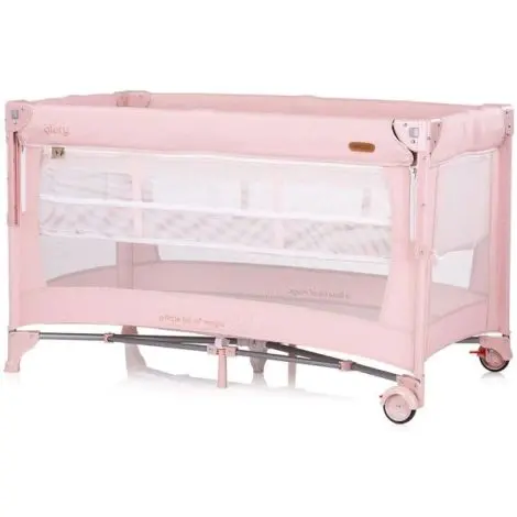 Patut pliabil Chipolino Glory cu laterala culisanta pink marshmallow