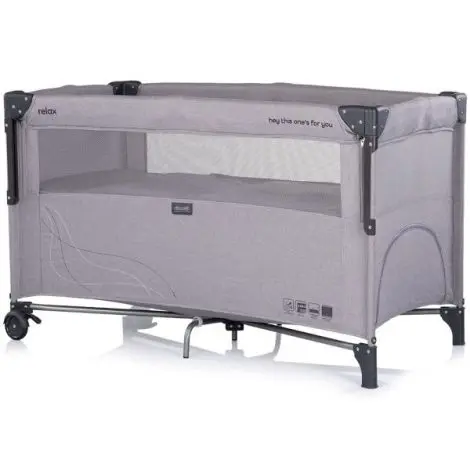 Patut pliabil Chipolino Relax platinum linen cu laterala culisanta